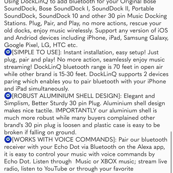 Pro Bluetooth 5.0 Adapter Receiver for Bose Sounddock and 30 pin iPod iPhone - Picture 8 of 8